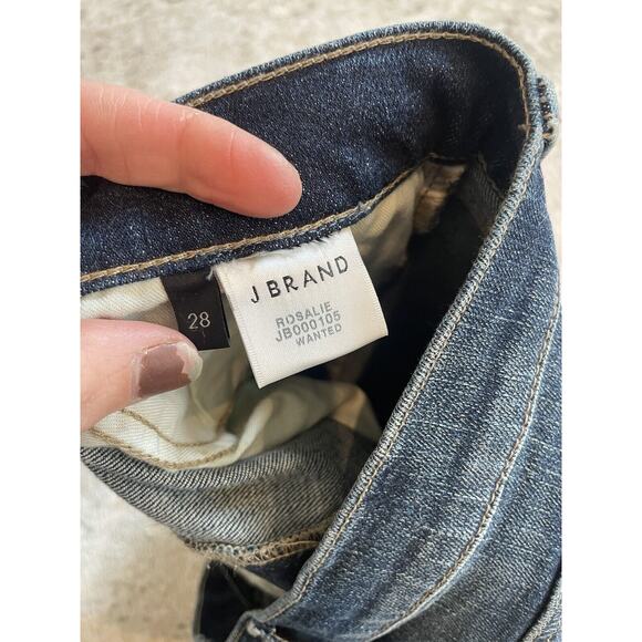 J Brand Rosalie Mini‎ Denim Skirt Raw Hem Rose Gold Button Fly Dark Wash Size 28 - Picture 6 of 6